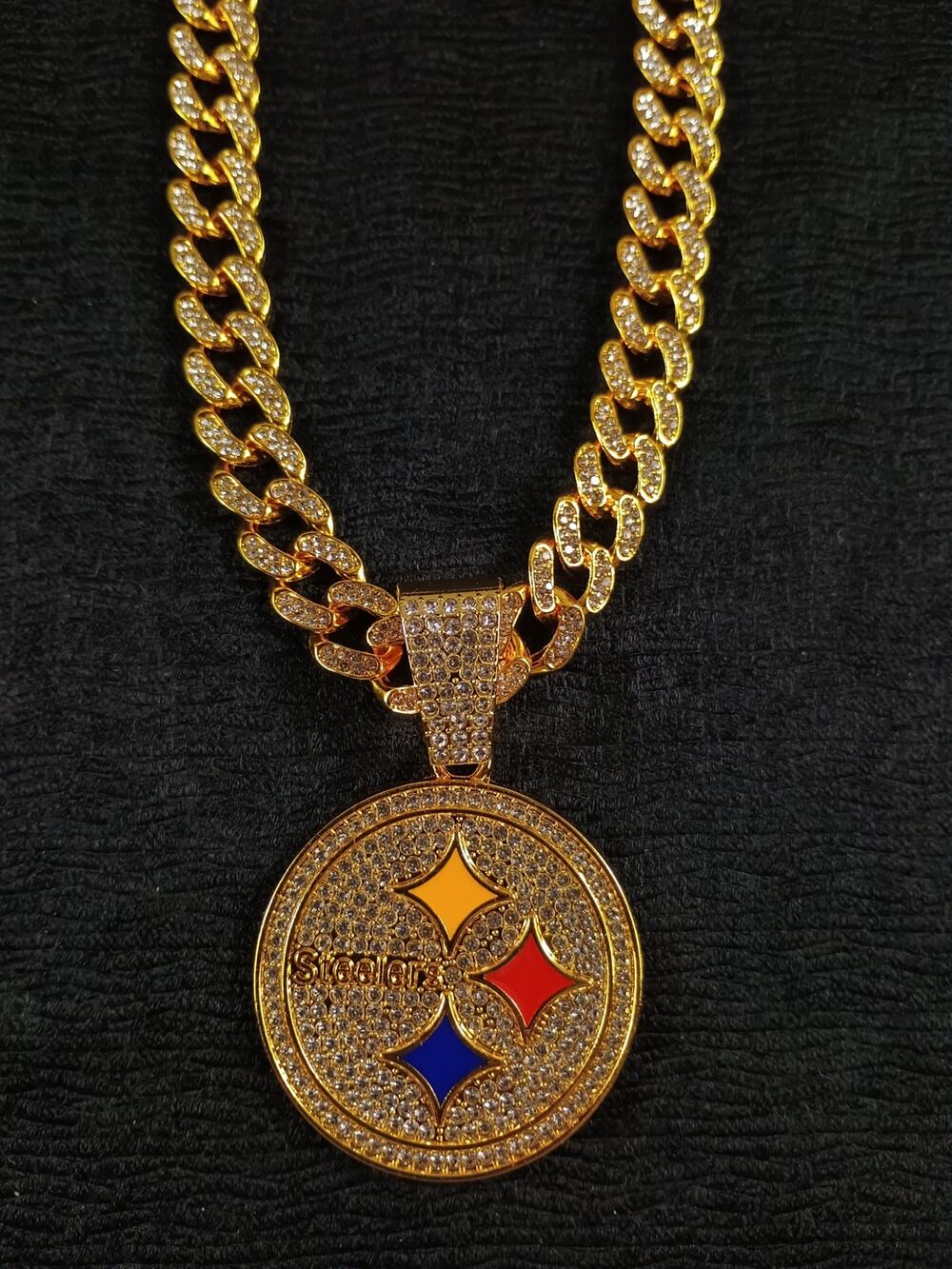 Pittsburgh Steelers Necklace Pendant Chain Link NFL Football Hip Hop Jewelry